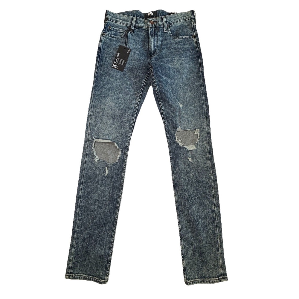 PAIGE Lennox Slim Vintage Distressed Jeans Mens 28x31 Blue NWT